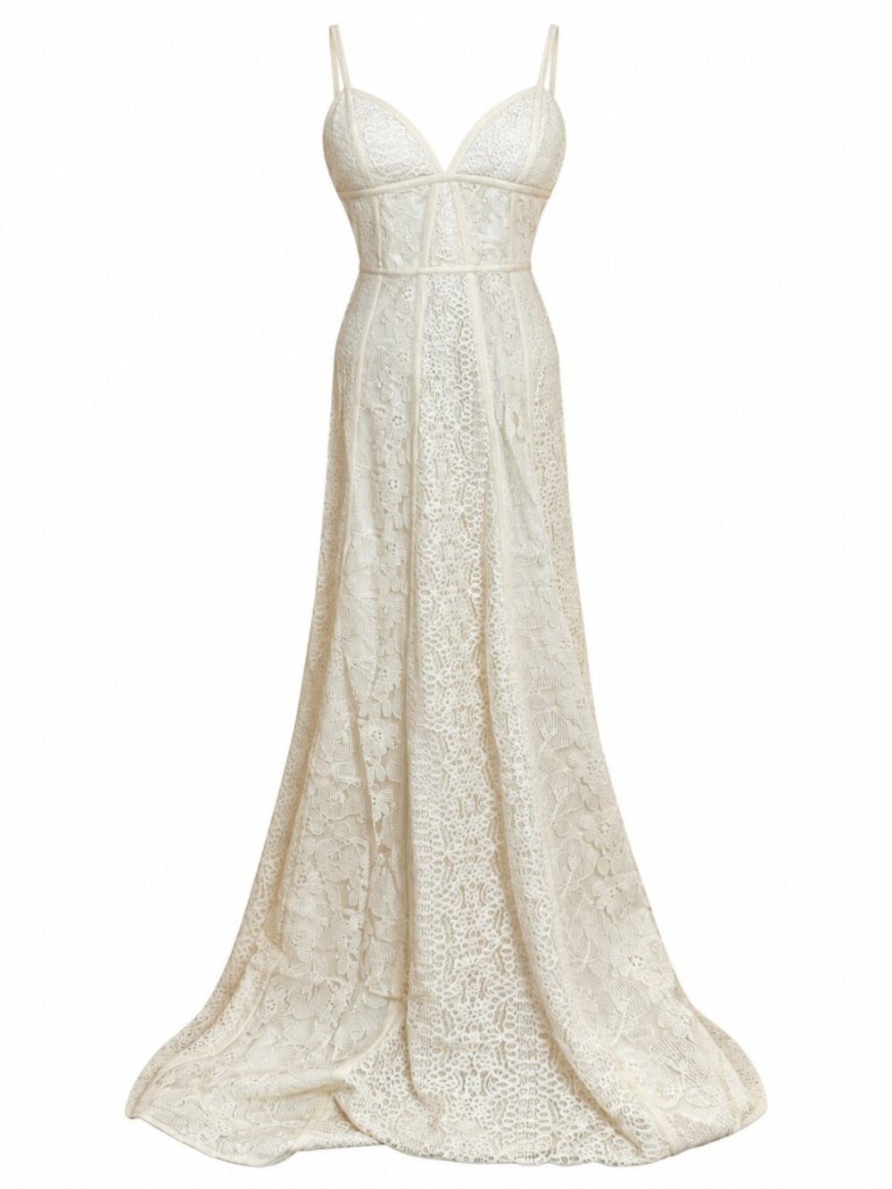 BCBGMAXAZRIA Lourie Cream Lace Gown Size 6 NWT